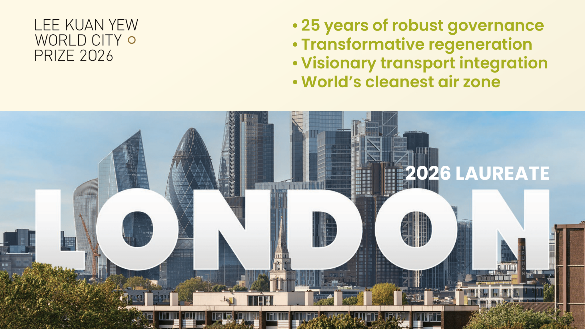 London wins prestigious Lee Kuan Yew World City Prize